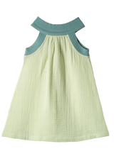 Ava Summer Dress Greens  Organic Cotton GOTS