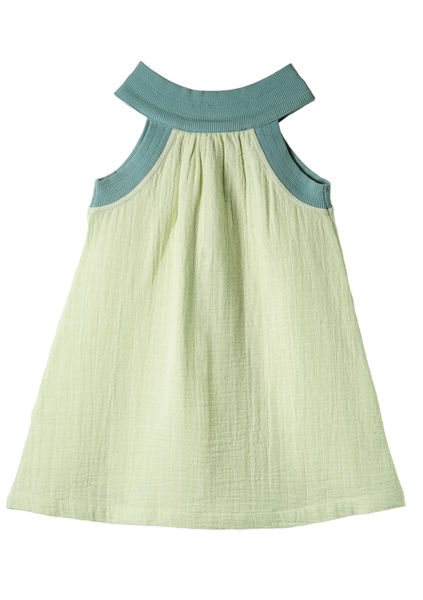 Ava Summer Dress Greens  Organic Cotton GOTS