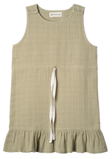 Muslin Jumper Dress Drawstring Sage-green