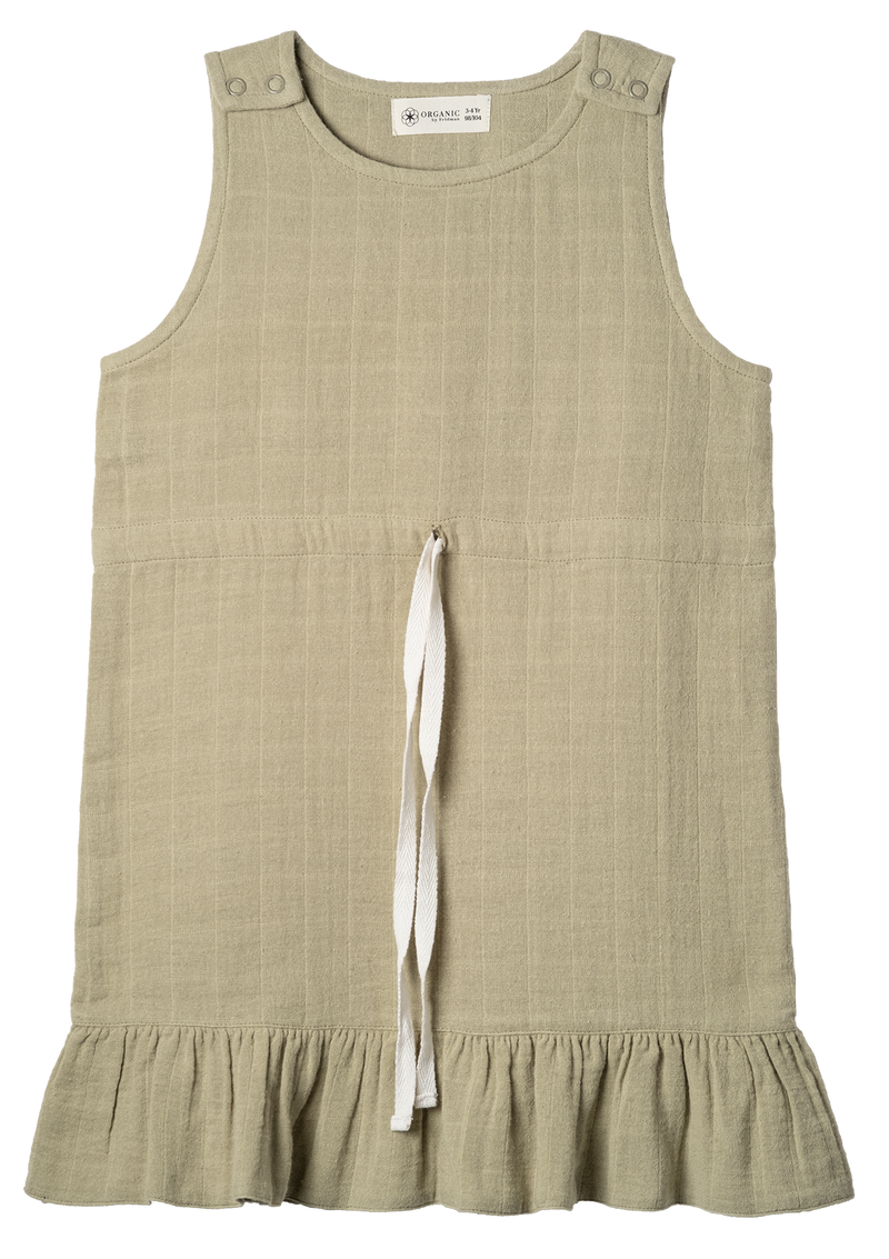 Muslin Jumper Dress Drawstring Sage-green