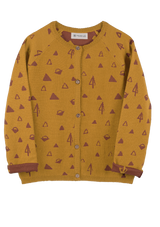 Firn Cardigan Organic Merino wool-Jacquard,  Sun-ochre Terra-rust