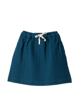 Skirt Play of Colors Petrol-blue organic muslin