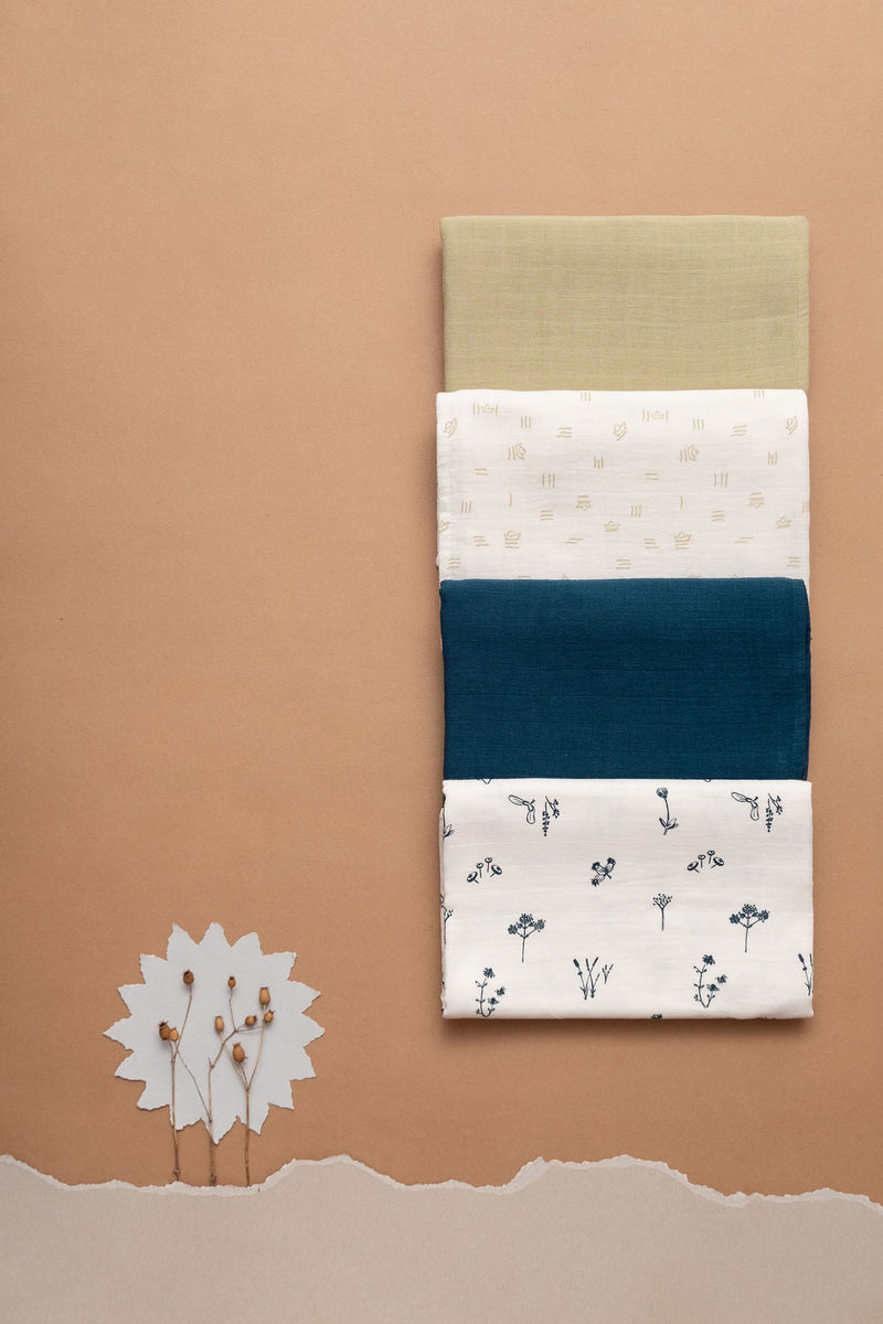 Swaddle blanket Play of Colors Petrol-blue organic muslin