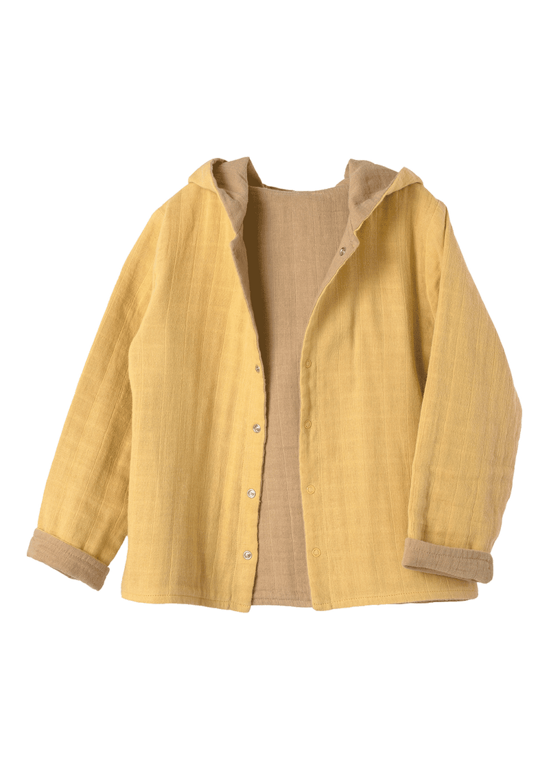 Cardigan reversible Play of Colors Sun-Ochre-Sienna organic muslin