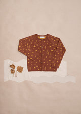 Firn Cardigan Organic Merino wool-Jacquard,  Sun-ochre Terra-rust