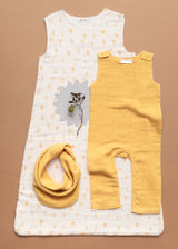 Baby sleeping bag adjustable Play of Colors Sage-green organic muslin