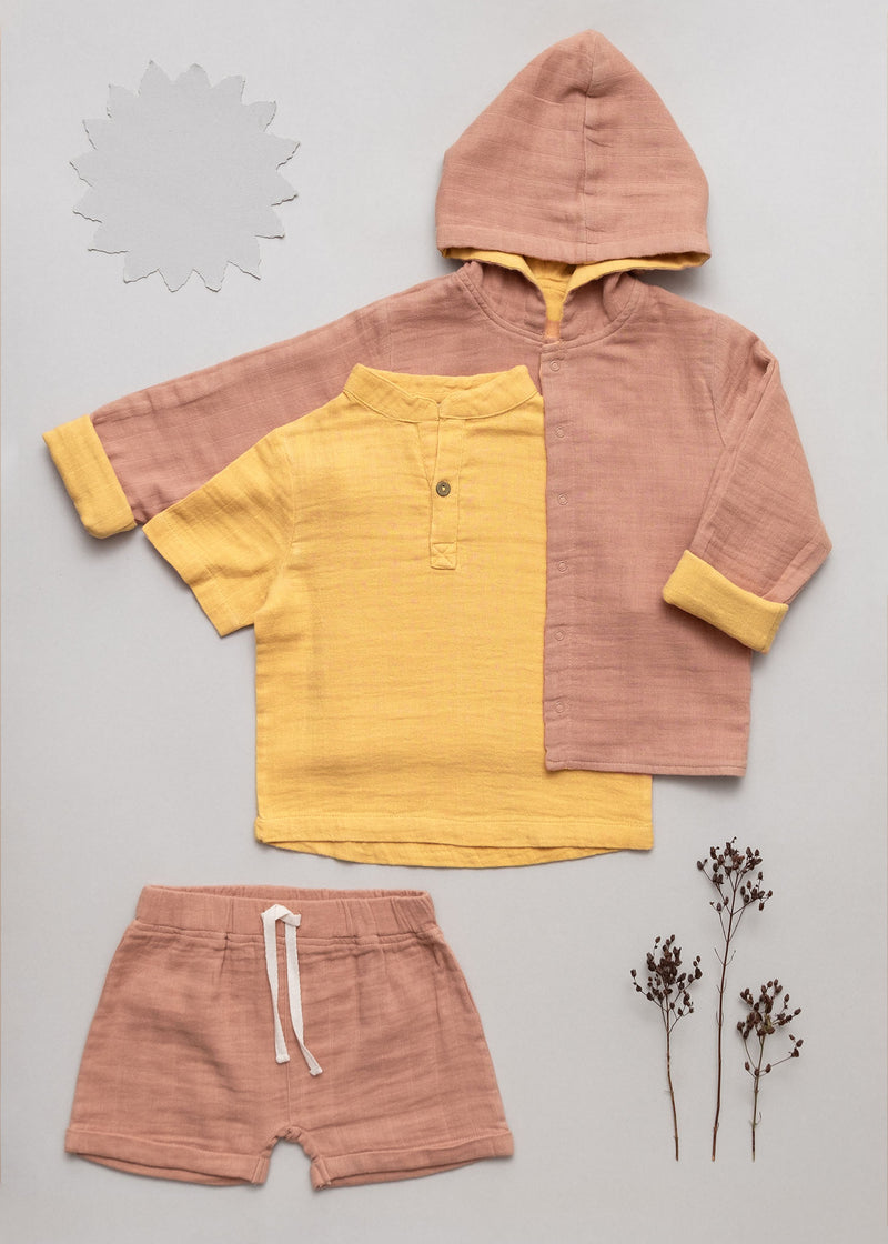 Short sleeve shirt Play of Colors Sun-Ochre organic muslin
