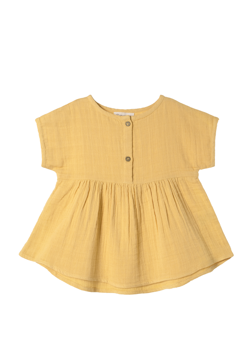 Tunic shirt Play of Colors Sun-Ochre organic muslin