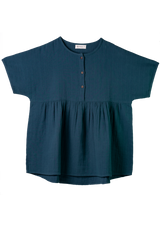 Tunic shirt Play of Colors Petrol-blue organic muslin
