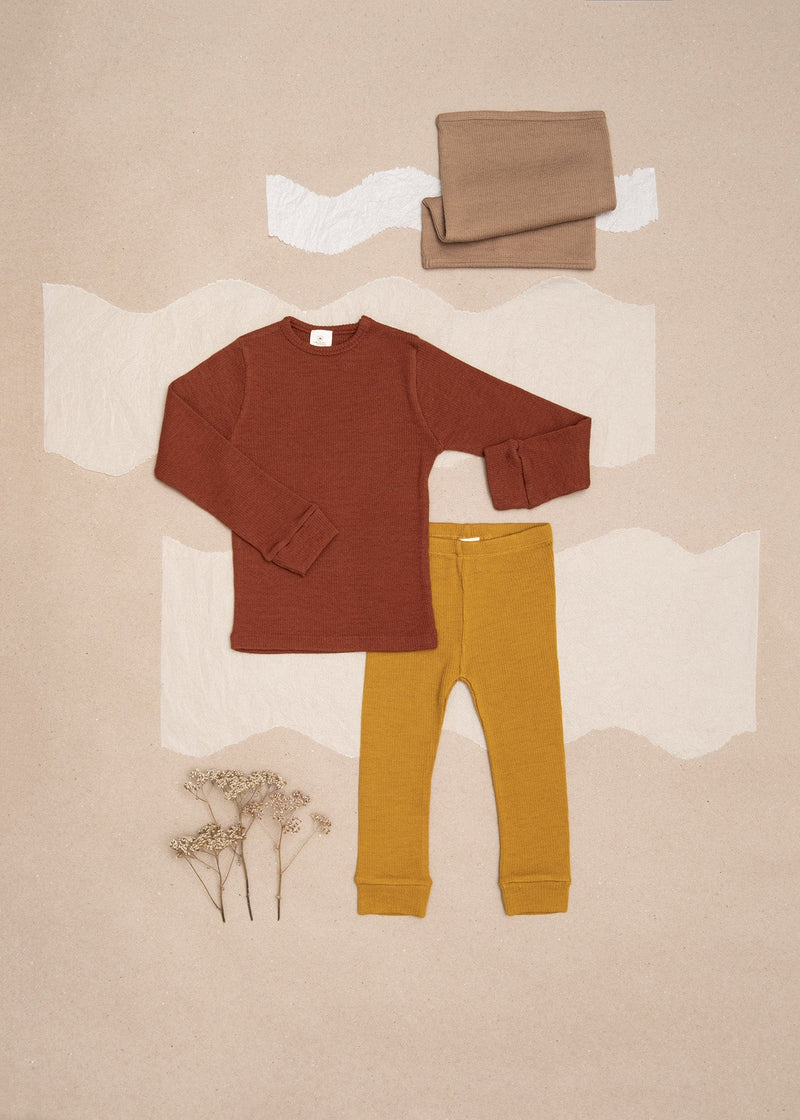 Shirt LS organic Merino Terra-Rust 100% Organic Merino wool, GOTS